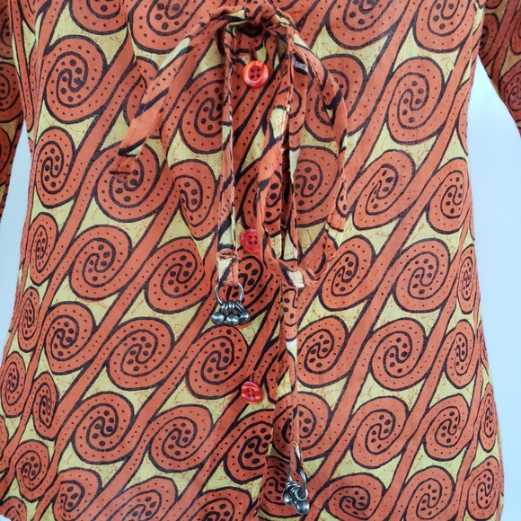 ROBERTA FREYMANN Bohemian LowCut Blouse Size Small - Picture 4 of 8